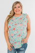 Sunny Day Picnic Ruffle Floral Top- Light Blue