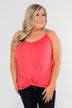 Somewhere Waiting for Me Twist Tank Top- Punch Pink