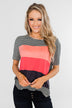 One Day At A Time Striped Color Block Top- Black, Pink, Navy