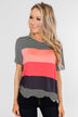 One Day At A Time Striped Color Block Top- Black, Pink, Navy