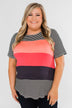 One Day At A Time Striped Color Block Top- Black, Pink, Navy