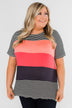 One Day At A Time Striped Color Block Top- Black, Pink, Navy