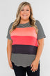 One Day At A Time Striped Color Block Top- Black, Pink, Navy