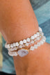 Geo Stone & Marble Bracelet Set- White