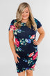 Fairy Tale Ending Floral Dress- Navy