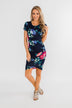 Fairy Tale Ending Floral Dress- Navy