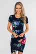 Fairy Tale Ending Floral Dress- Navy