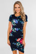 Fairy Tale Ending Floral Dress- Navy