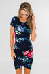 Fairy Tale Ending Floral Dress- Navy