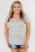 Heather Grey & White Striped V-Neck Top
