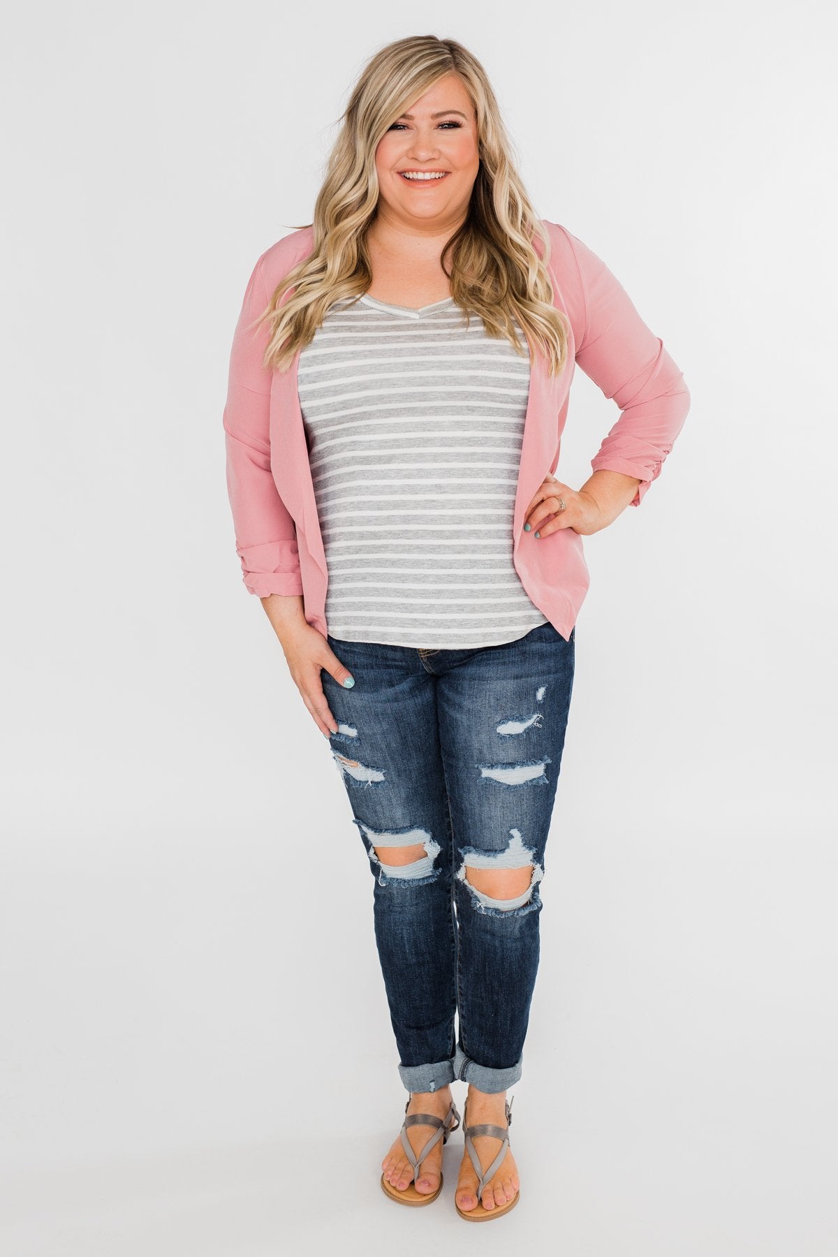 Keep It Professional Blazer- Light Pink