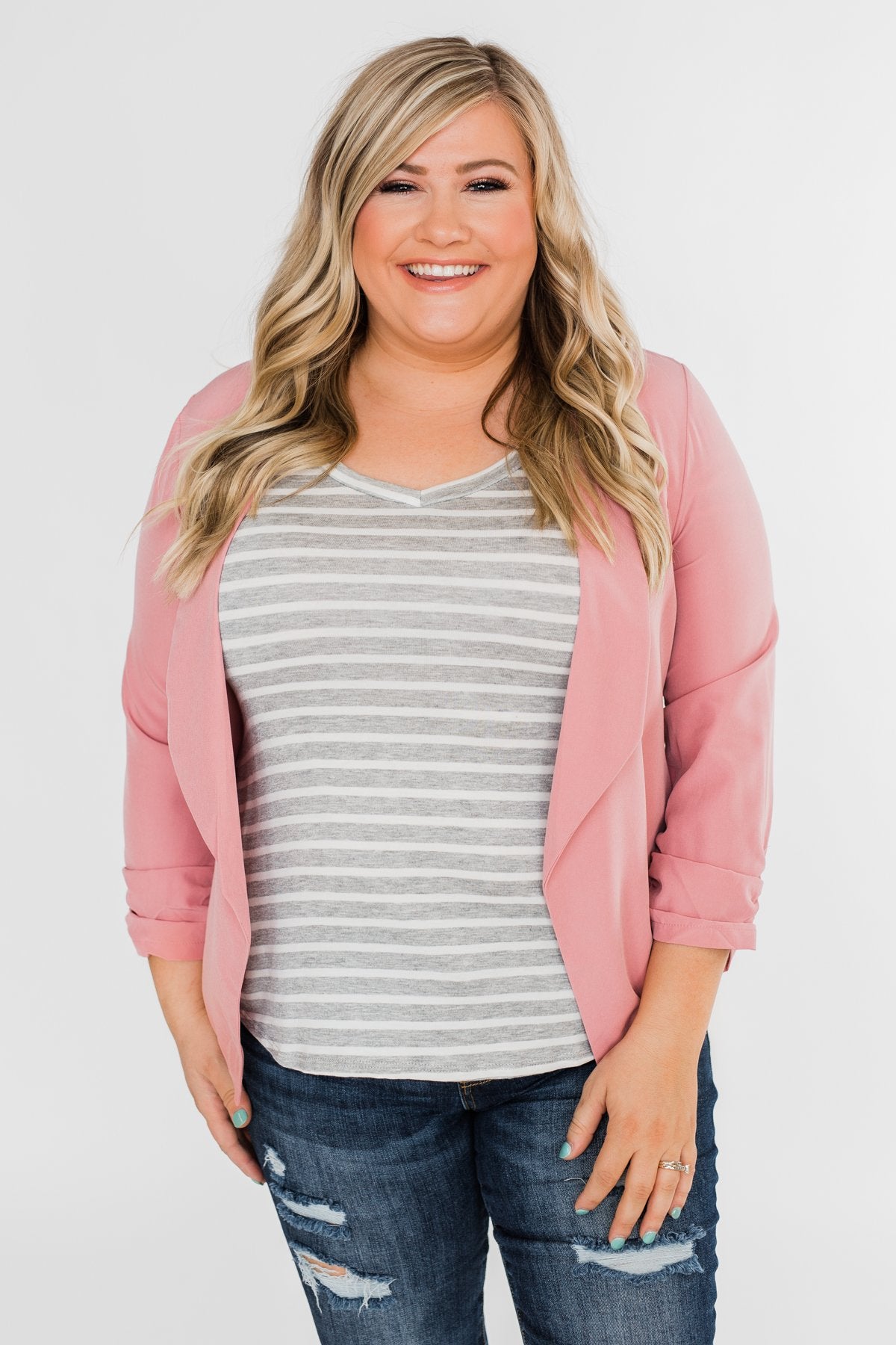 Keep It Professional Blazer- Light Pink