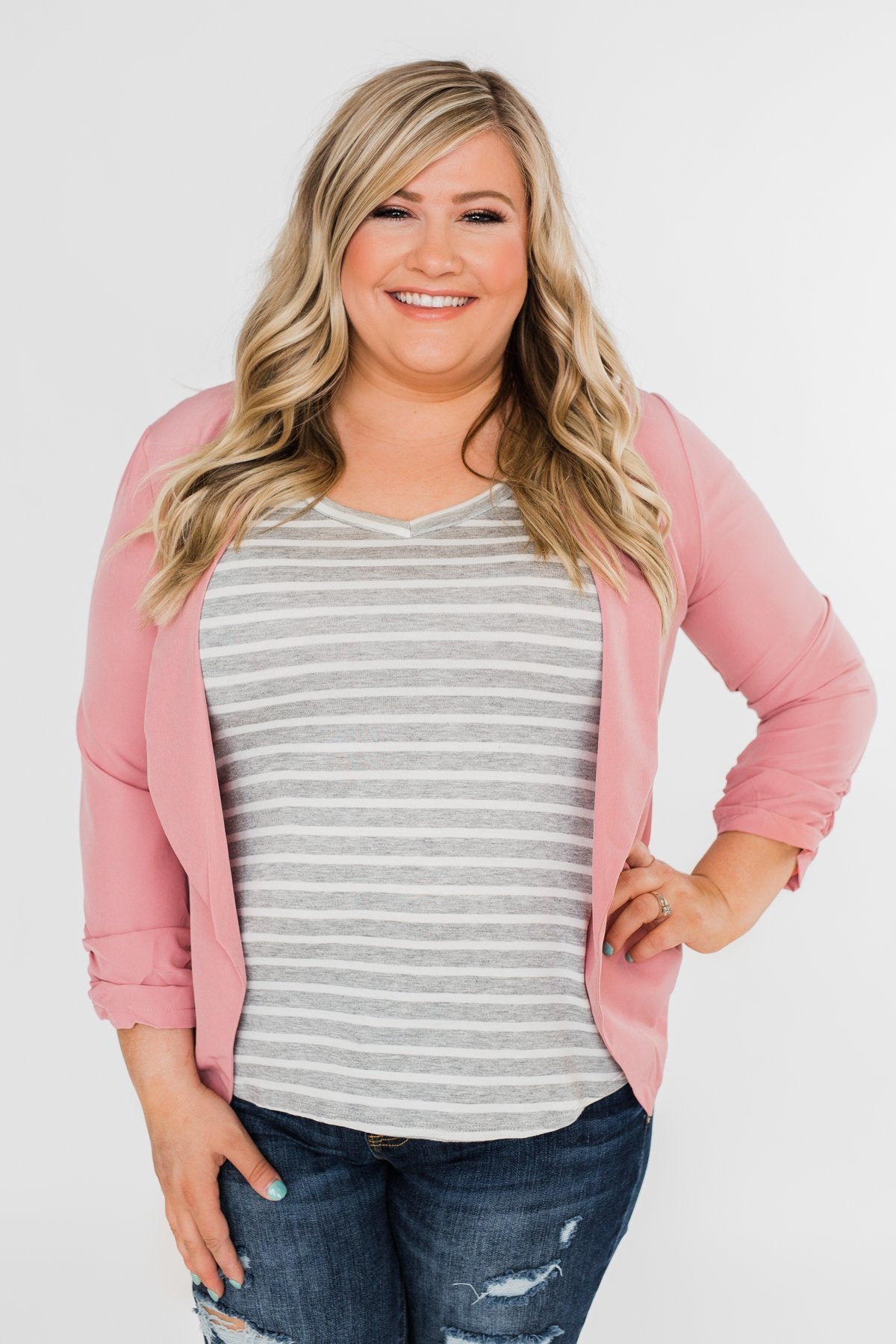 Keep It Professional Blazer- Light Pink