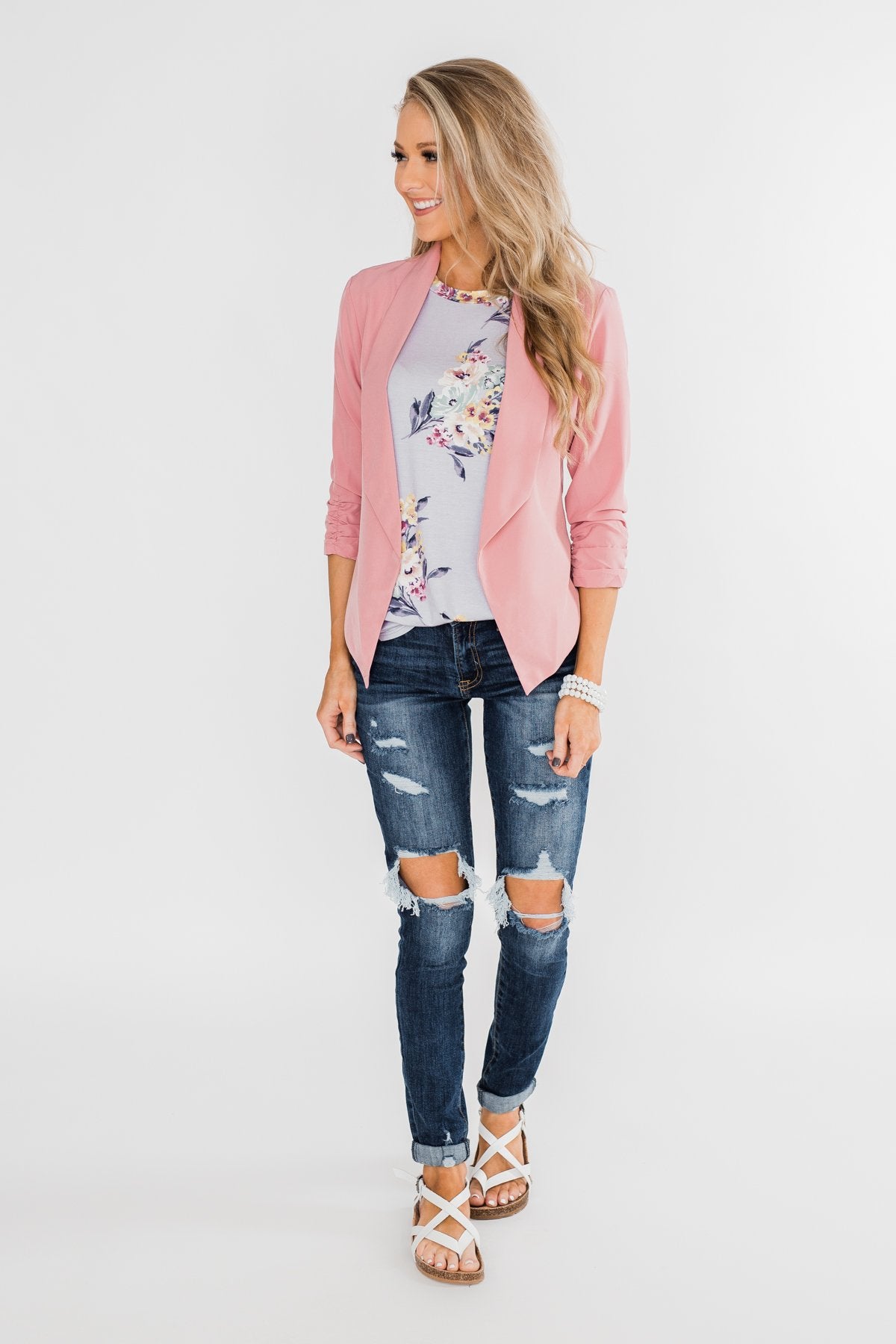 Keep It Professional Blazer- Light Pink