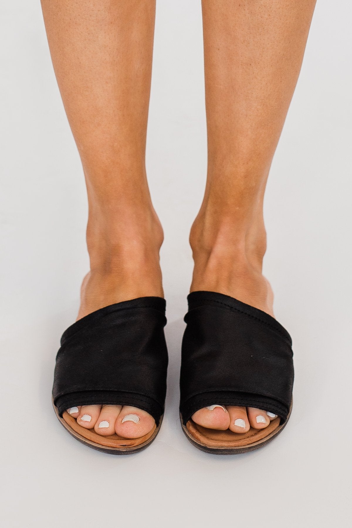 Sugar Equal Slip On Sandals- Black Distress