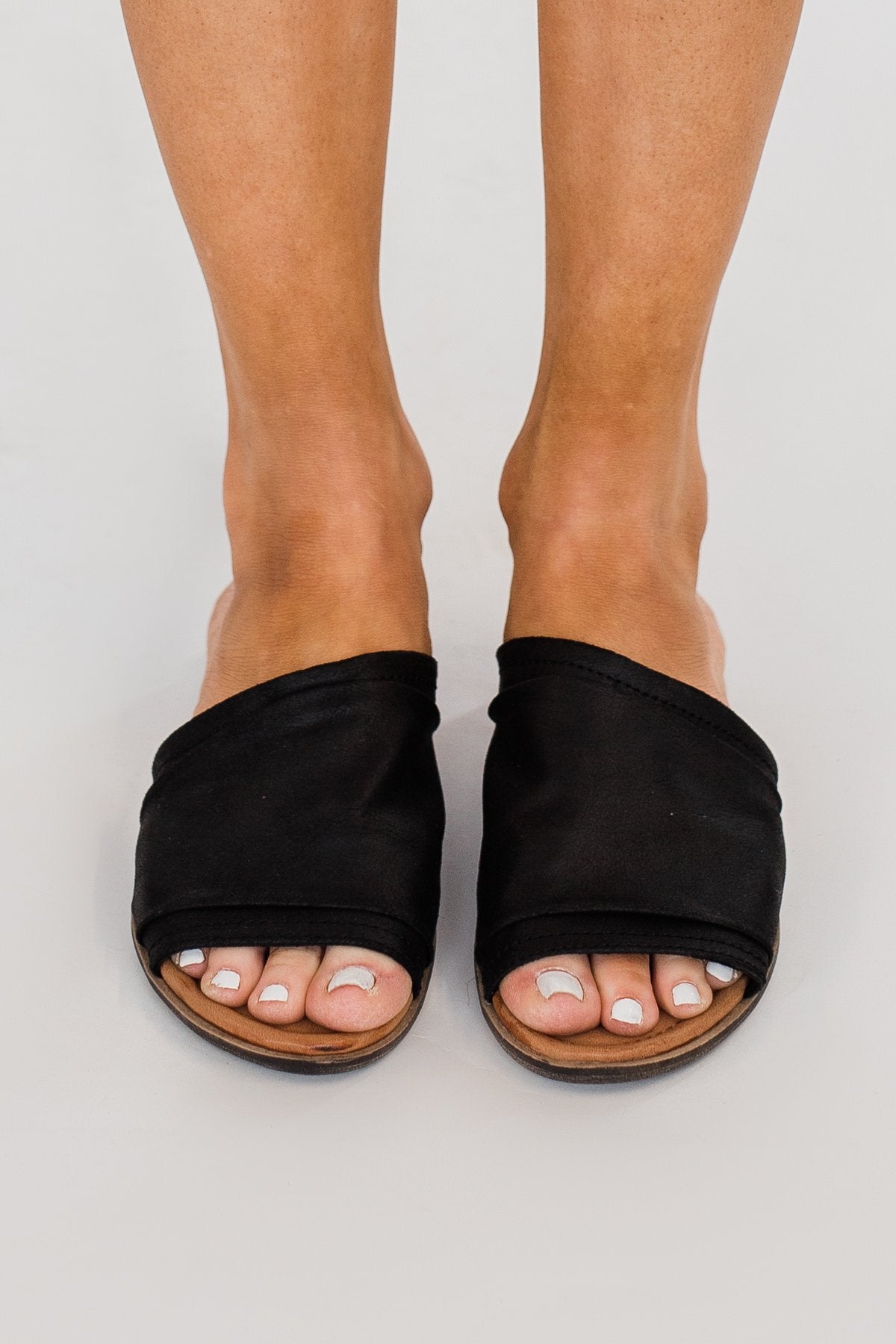 Sugar Equal Slip On Sandals- Black Distress