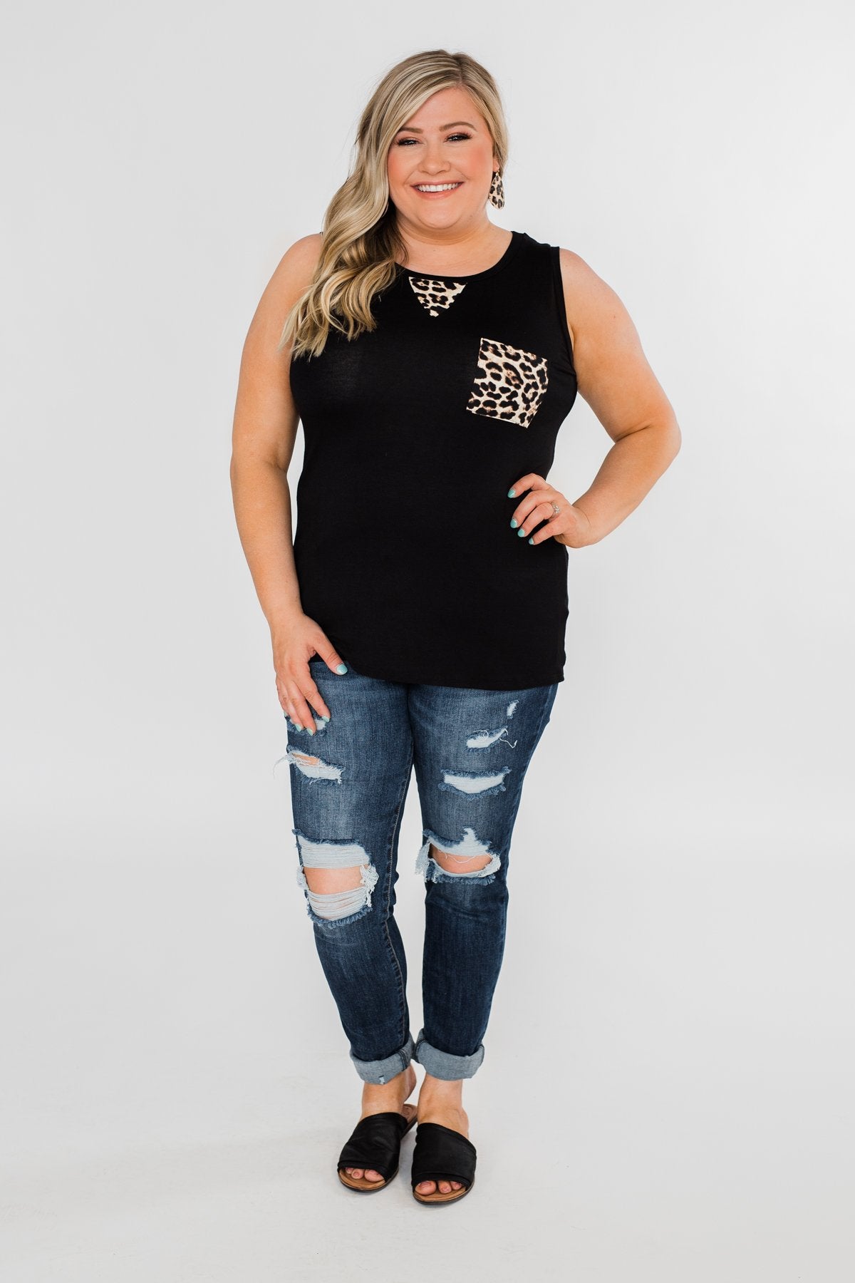Wild Side Leopard Tank Top- Black