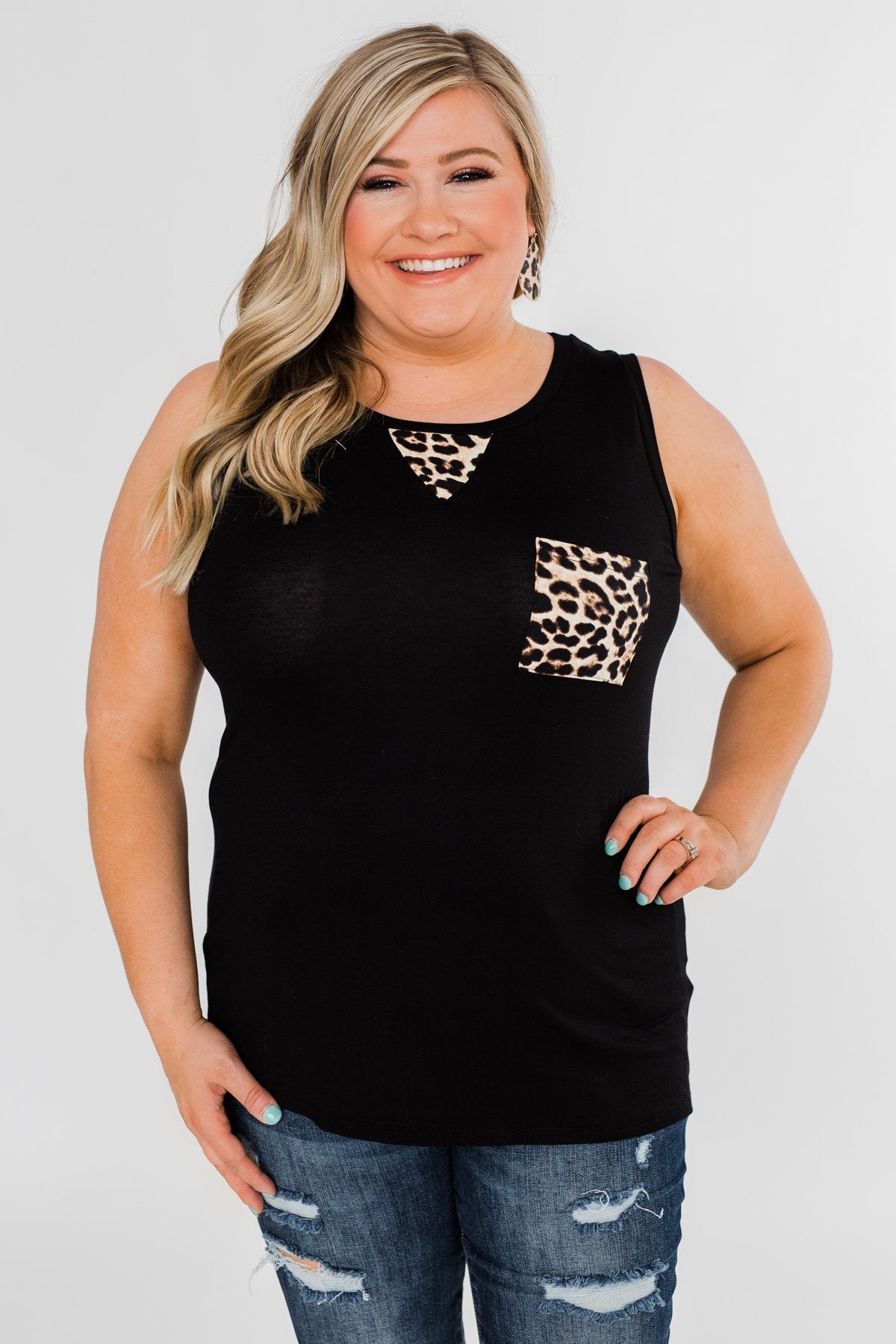 Wild Side Leopard Tank Top- Black