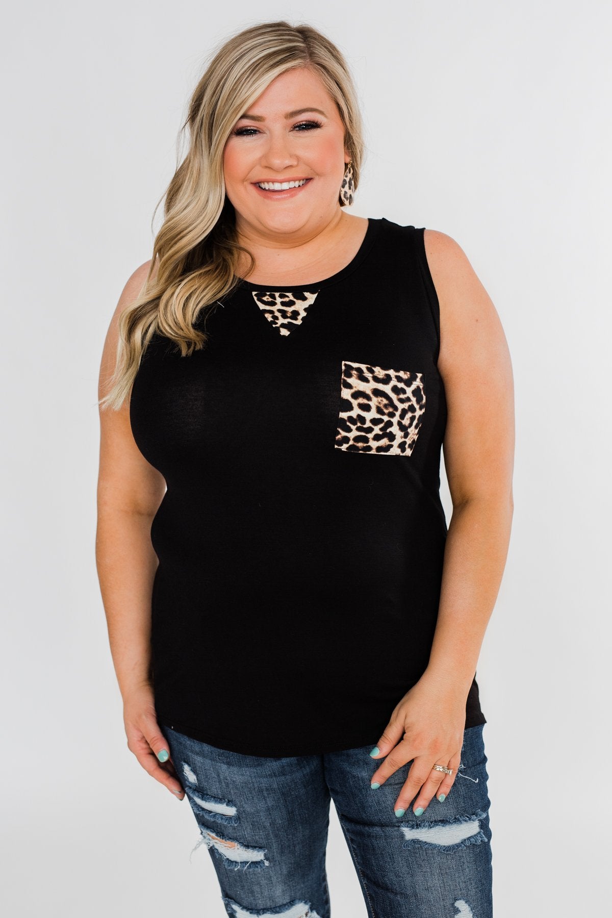 Wild Side Leopard Tank Top- Black