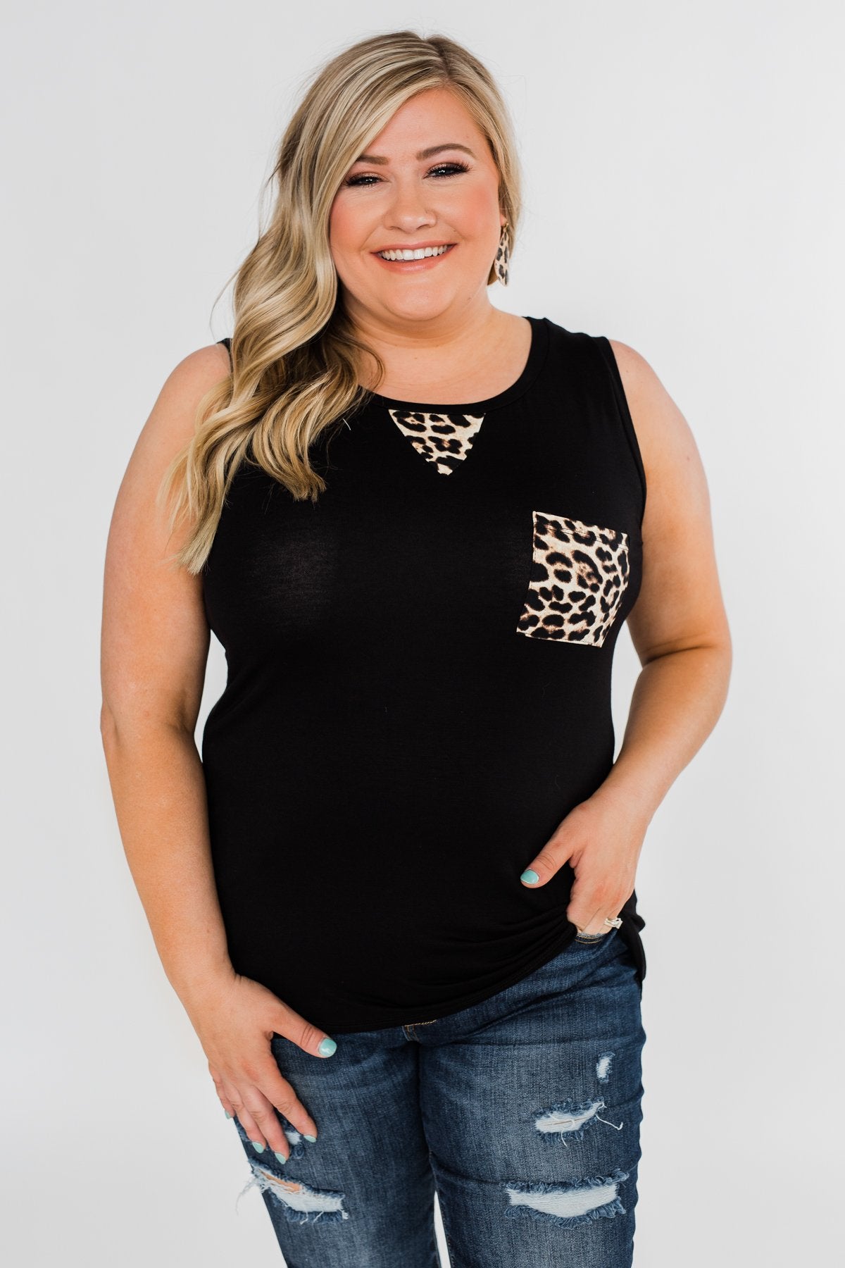 Wild Side Leopard Tank Top- Black