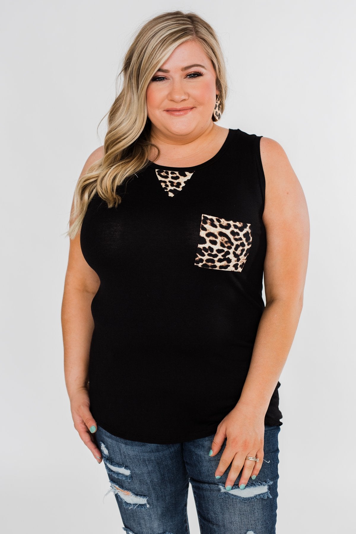 Wild Side Leopard Tank Top- Black