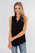 Taking Chances Collar Tank Top- Black