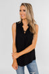 Taking Chances Collar Tank Top- Black