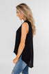 Taking Chances Collar Tank Top- Black