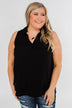 Taking Chances Collar Tank Top- Black