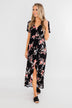 Promise To Keep Hi-Low Floral Maxi Dress- Black