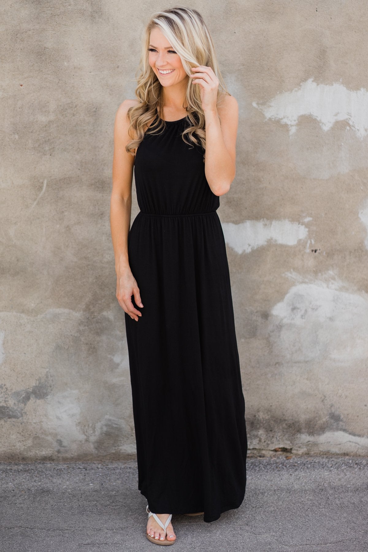 Lovely Back Crochet Detail Maxi Dress- Black Lovely Back Crochet Detail Maxi Dress- Black