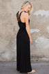 Lovely Back Crochet Detail Maxi Dress- Black