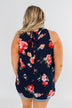 Flourish in Floral Halter Tank Top- Navy