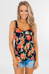 Flirty & Thriving Floral Tank Top- Navy