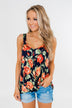 Flirty & Thriving Floral Tank Top- Navy