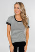 All About the Accents Black & White Striped Top