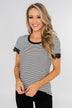 All About the Accents Black & White Striped Top