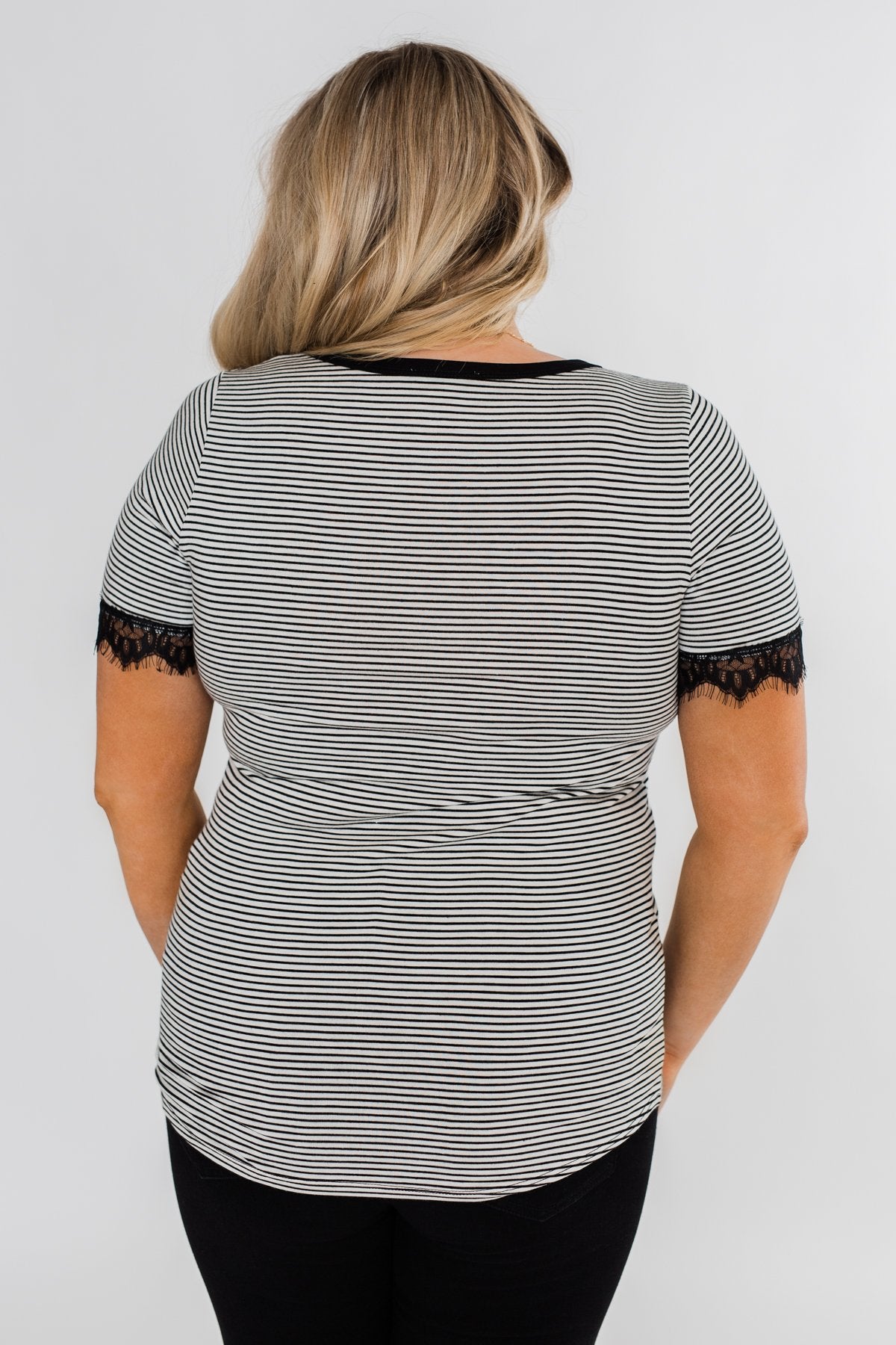 All About the Accents Black & White Striped Top