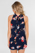Flourish in Floral Halter Tank Top- Navy
