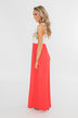 There She Goes Again Floral Maxi Dress- Vibrant Coral