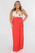 There She Goes Again Floral Maxi Dress- Vibrant Coral
