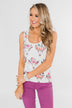 Floral Skull Tank Top- White