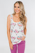 Floral Skull Tank Top- White