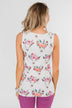 Floral Skull Tank Top- White