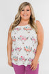 Floral Skull Tank Top- White