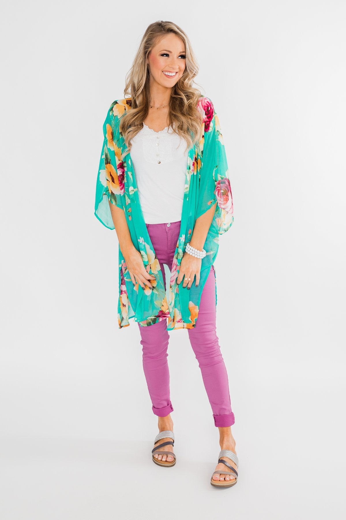 Going Beyond Floral Kimono- Teal