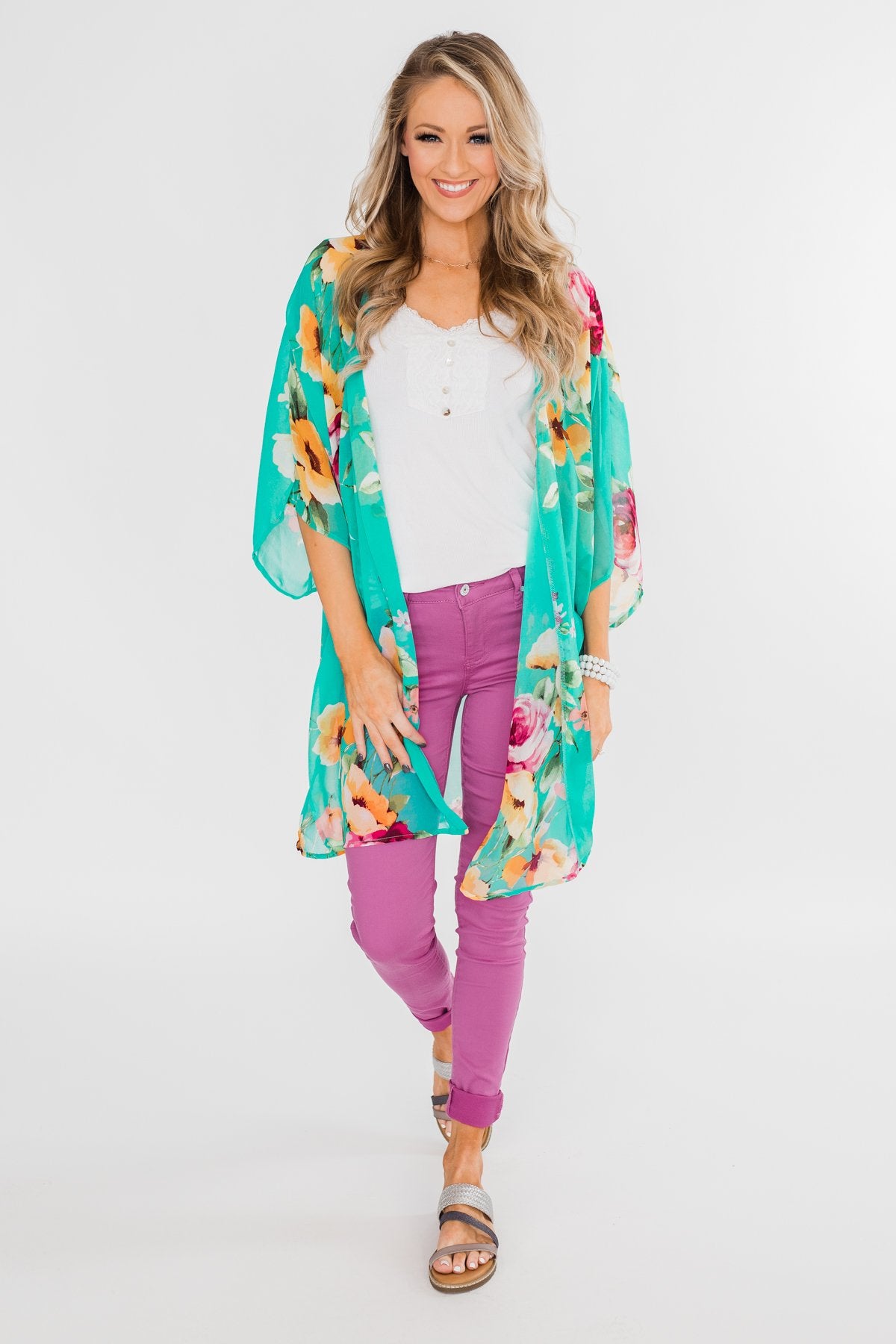 Going Beyond Floral Kimono- Teal