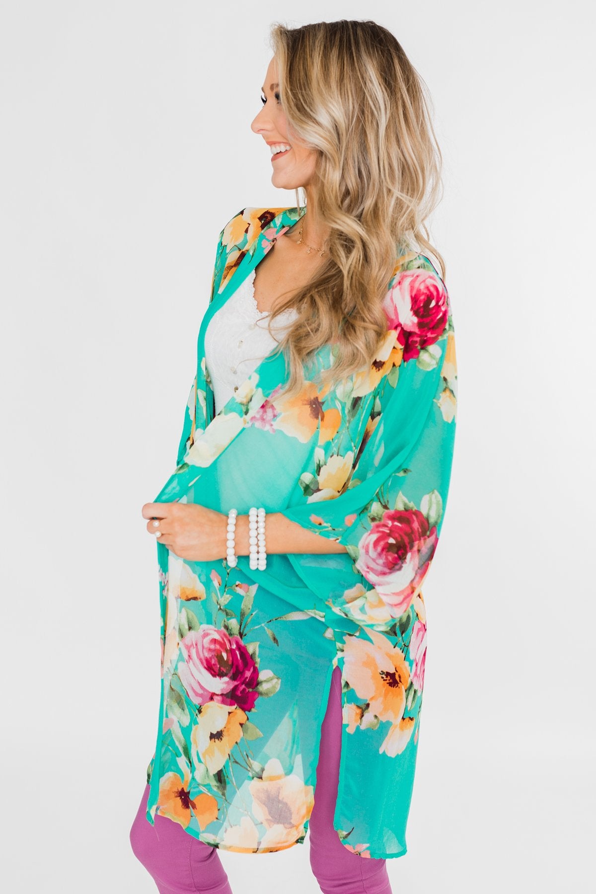 Going Beyond Floral Kimono- Teal