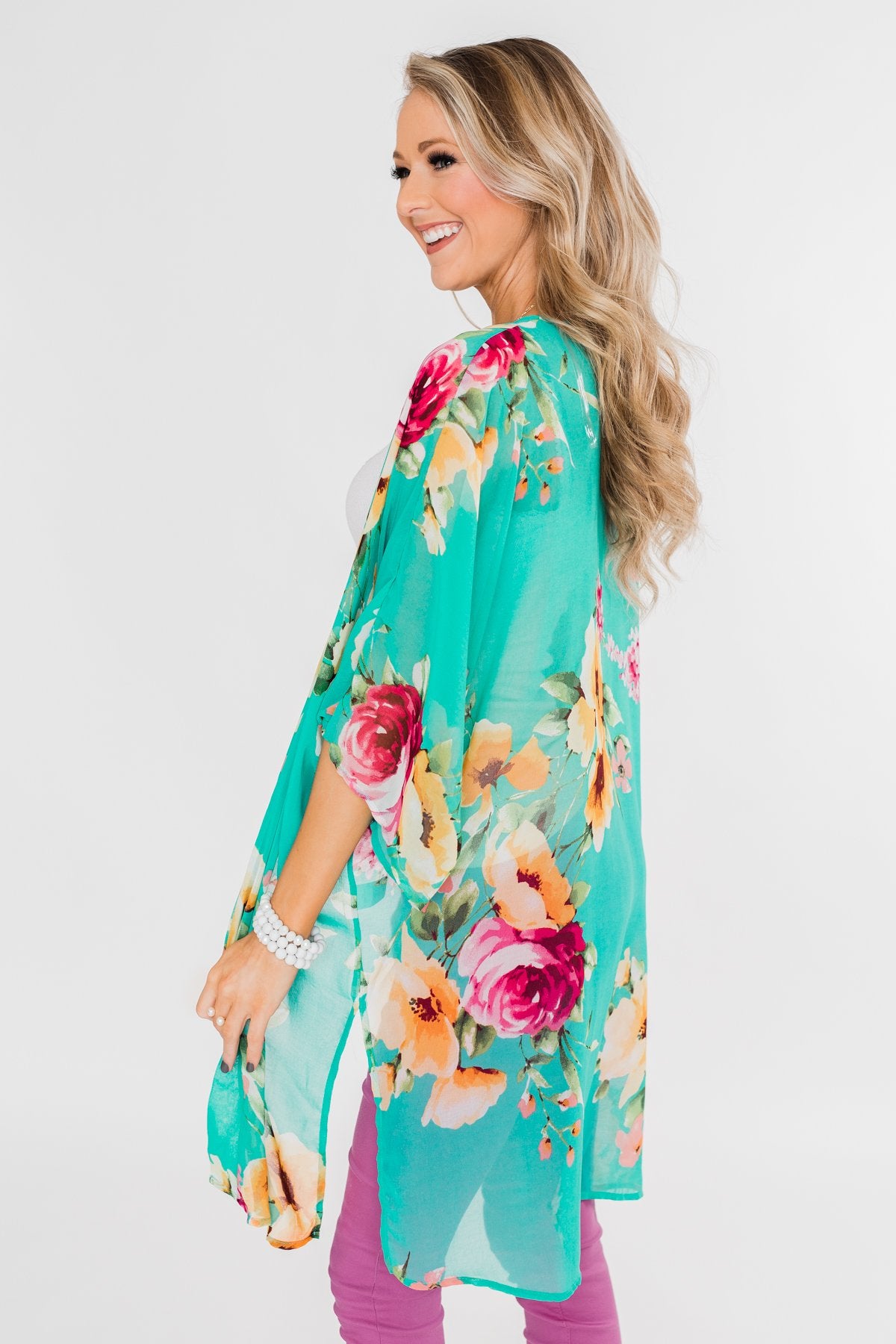 Going Beyond Floral Kimono- Teal
