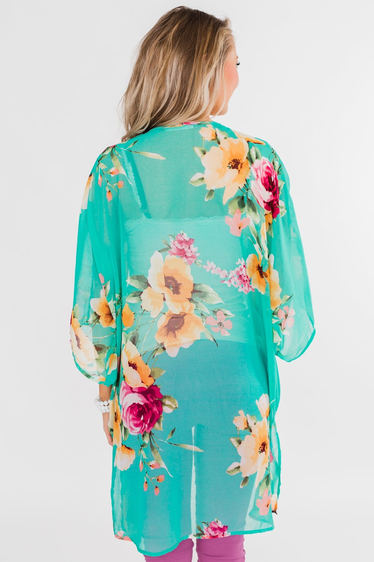 Going Beyond Floral Kimono- Teal